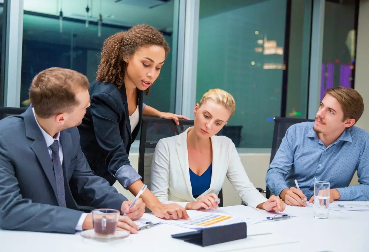 Two professionals reviewing a staffing plan